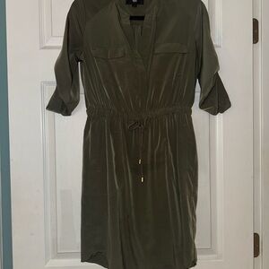 Mossimo Supply Co Green Midi Shirt Dress with Cuffed Sleeves